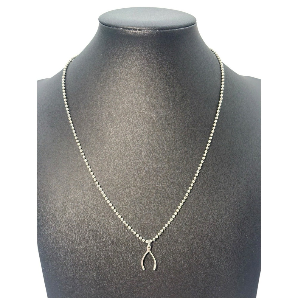 Vintage Sterling Silver 925 Italy Good Luck Charm Wishbone 18" Necklace